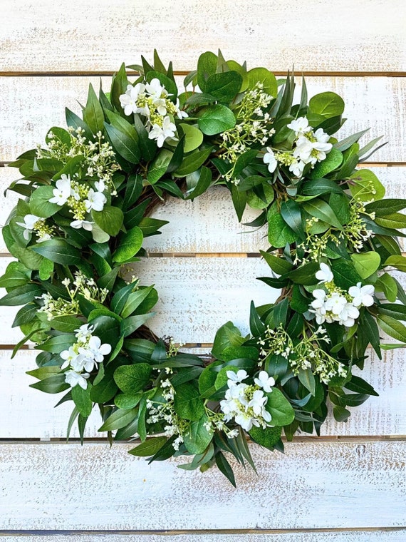 Spring Wreaths, Year Round Wreath, Everyday Wreaths, Hydrangea Wreath, Front  Door Wreaths, Farmhouse Decor, Housewarming Gift, Summer Wreath 