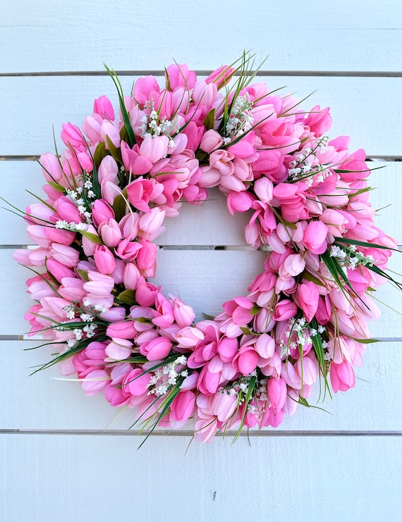Spring Tulip Wreath For Front Door, Easter, Mother’s Day, Spring Wreath, Lily Of The Valley, Everyday Wreath, Valentine’s Day, Housewarming