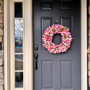 Spring Tulip Wreath For Front Door, Easter, Mother’s Day, Spring Wreath, Lily Of The Valley, Everyday Wreath, Valentine’s Day, Housewarming image 2