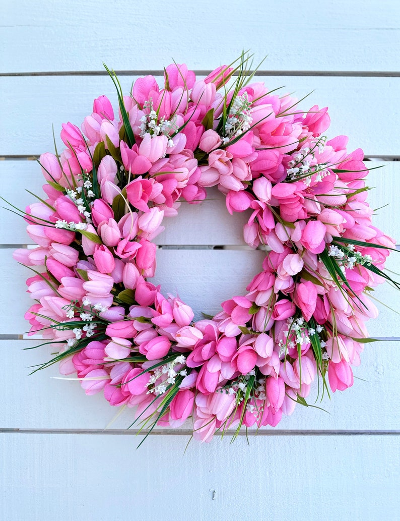 Spring Tulip Wreath For Front Door, Easter, Mother’s Day, Spring Wreath, Lily Of The Valley, Everyday Wreath, Valentine’s Day, Housewarming image 7