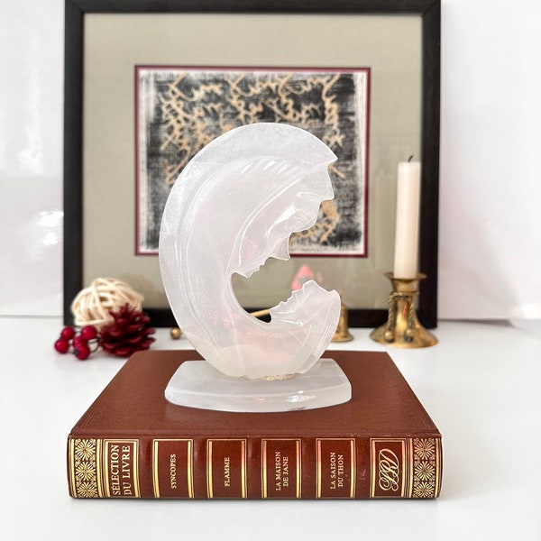 Vintage White Onyx Marble Virgin Mary Statue | Home Decoration | MCM Style Deco| Christmas Gift