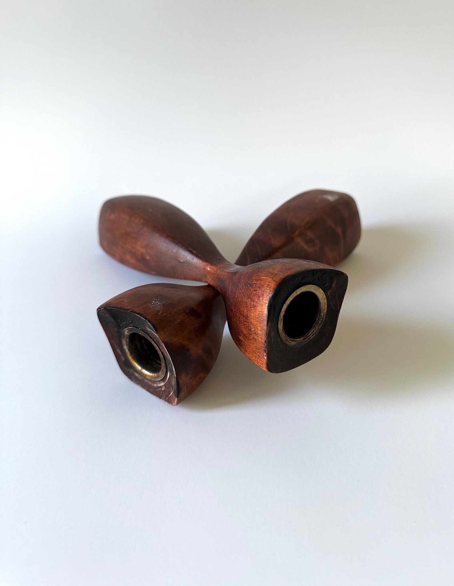 Vintage MCM Teak Wood Danish Candlestick Holders | Mid Century Candle ...