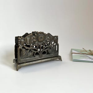 Vintage Sunflower Clock Brass Letter Rack |   Letter Holder | Metal Letter Rack | Letter Stand | Napkin Holder | Made in Italy