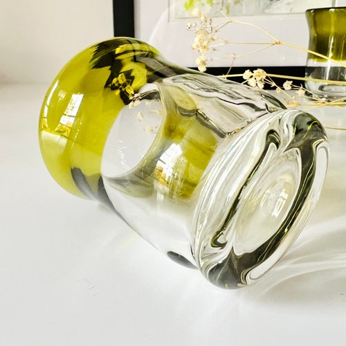 Vintage 1930’s shops Olive Green and Clear Hand Blown Glasses | Vintage Set of Green Glasses | Art Glass | Vintage Glassware