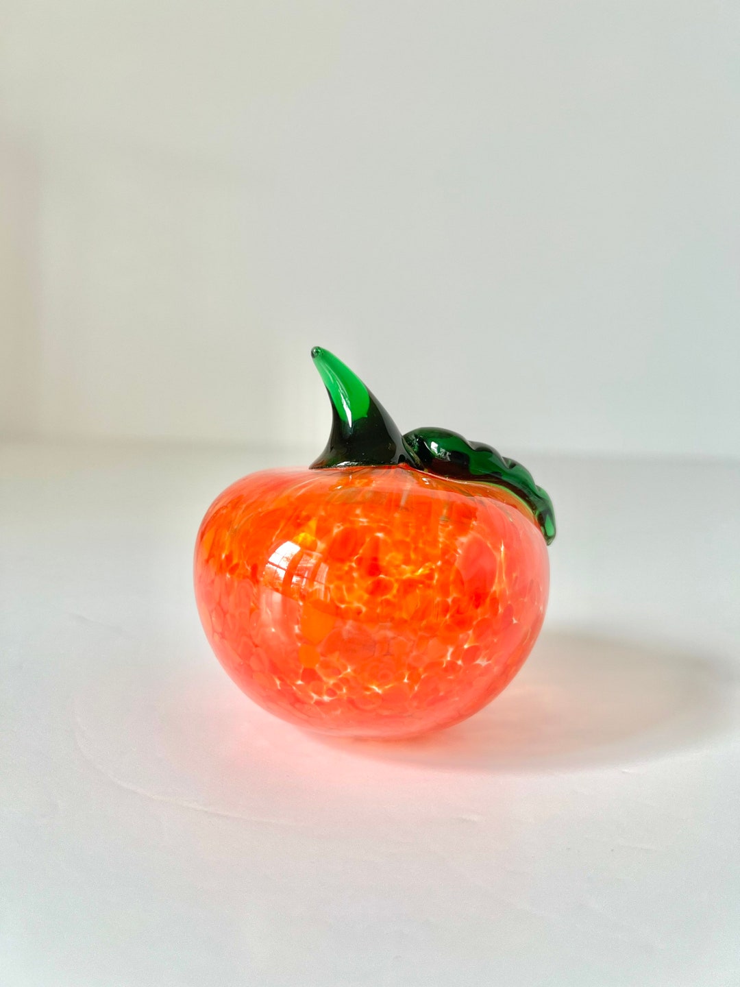 Vintage MURANO Glaze Blown Glass Fruit Ornament Paper Weight Halloween