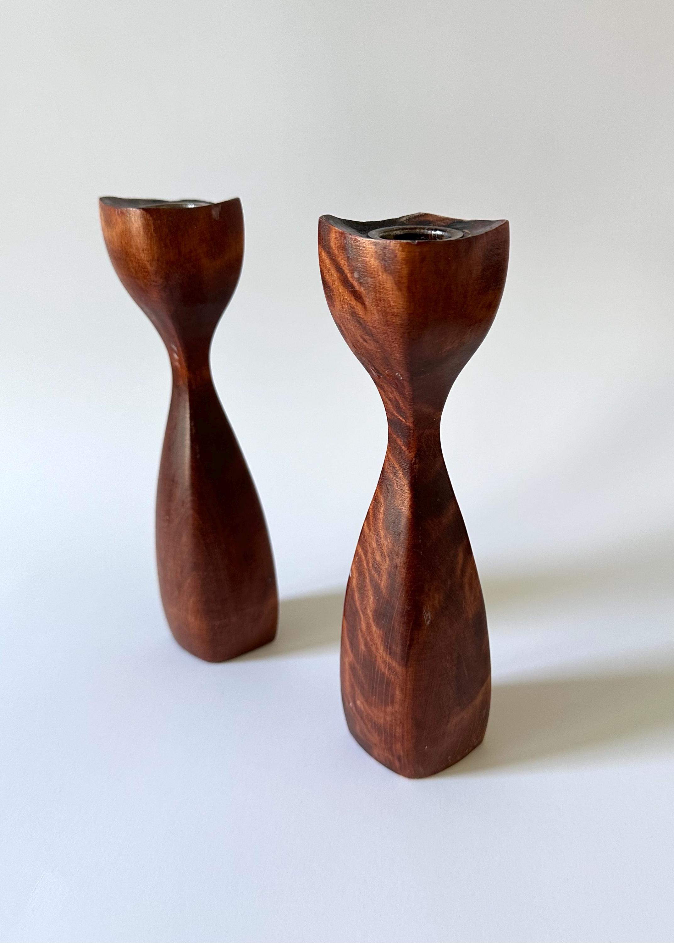 Vintage MCM Teak Wood Danish Candlestick Holders | Mid Century Candle ...