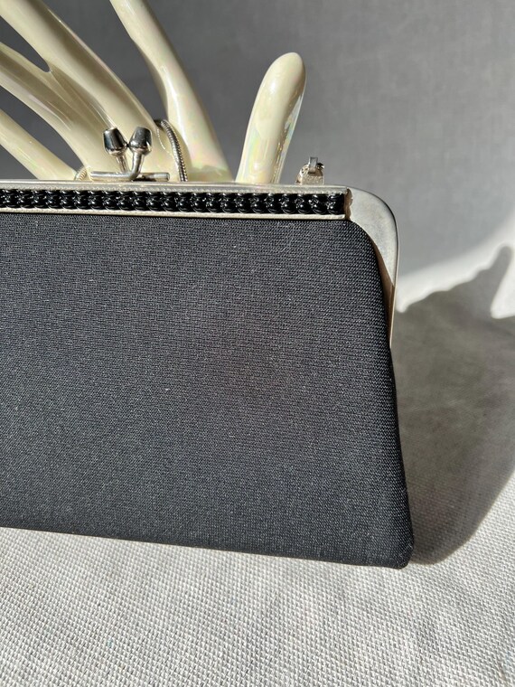 Vintage Black Purse Bag From the 1950s With a Small Silver Strap and Black Beads Etsy Ireland