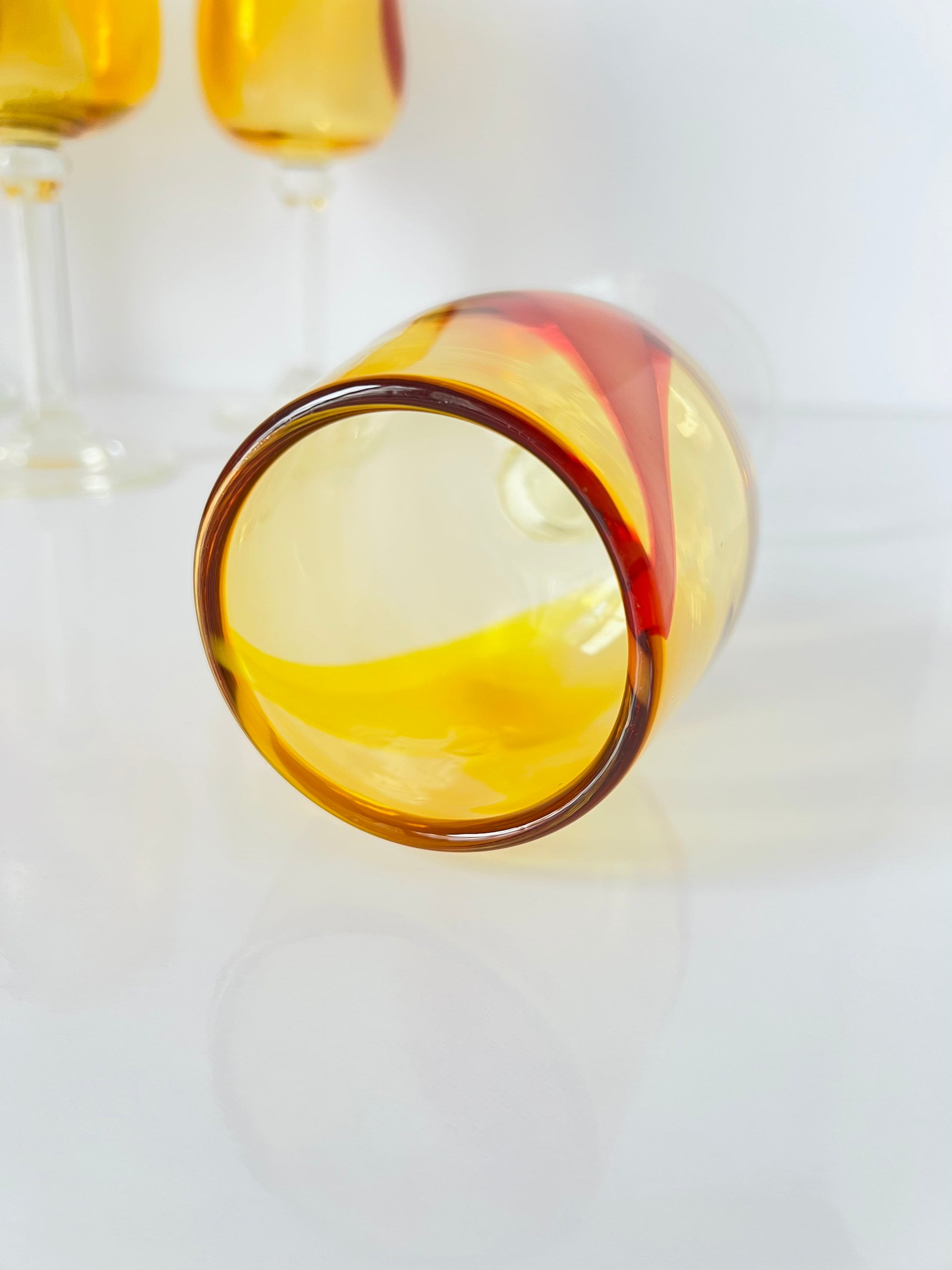 Vintage Hand Blown Wine Glasses Amberina Hand Blown Cocktail Etsy