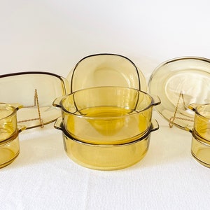 Vintage Yellow Mexican Glass Casserole Dishes | Vintage Amber Baking Pyr-O-Rey Dynaware | Vintage 1950’s Kitchen