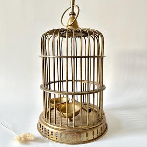 Vintage Mid Century Large Handmade Solid Brass Bird Cage | Retro Modern Home Decor