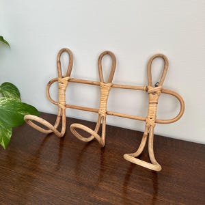 Vintage Rattan Wall Hanger | Set of 3 Rattan Hooks