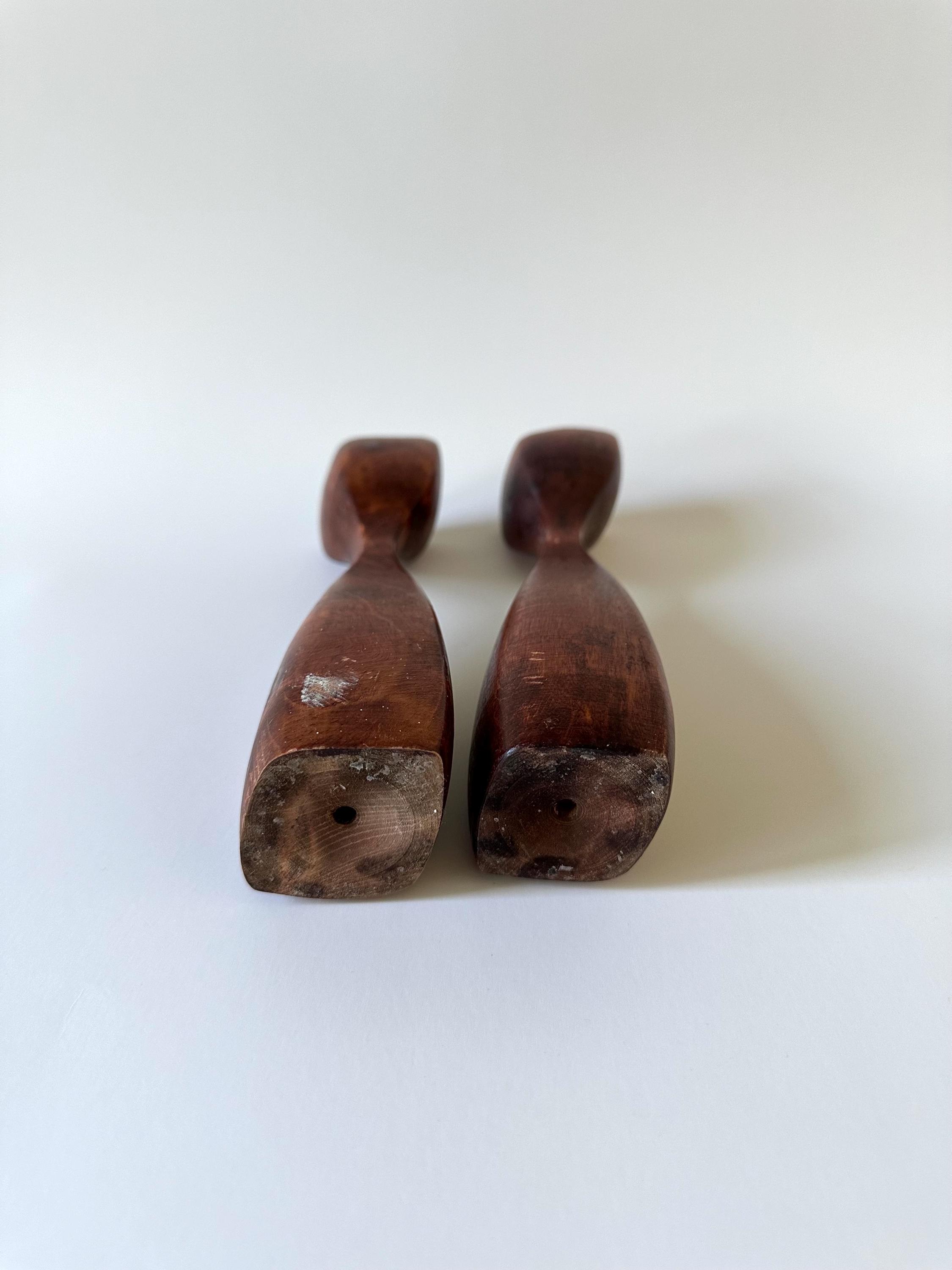 Vintage MCM Teak Wood Danish Candlestick Holders | Mid Century Candle ...