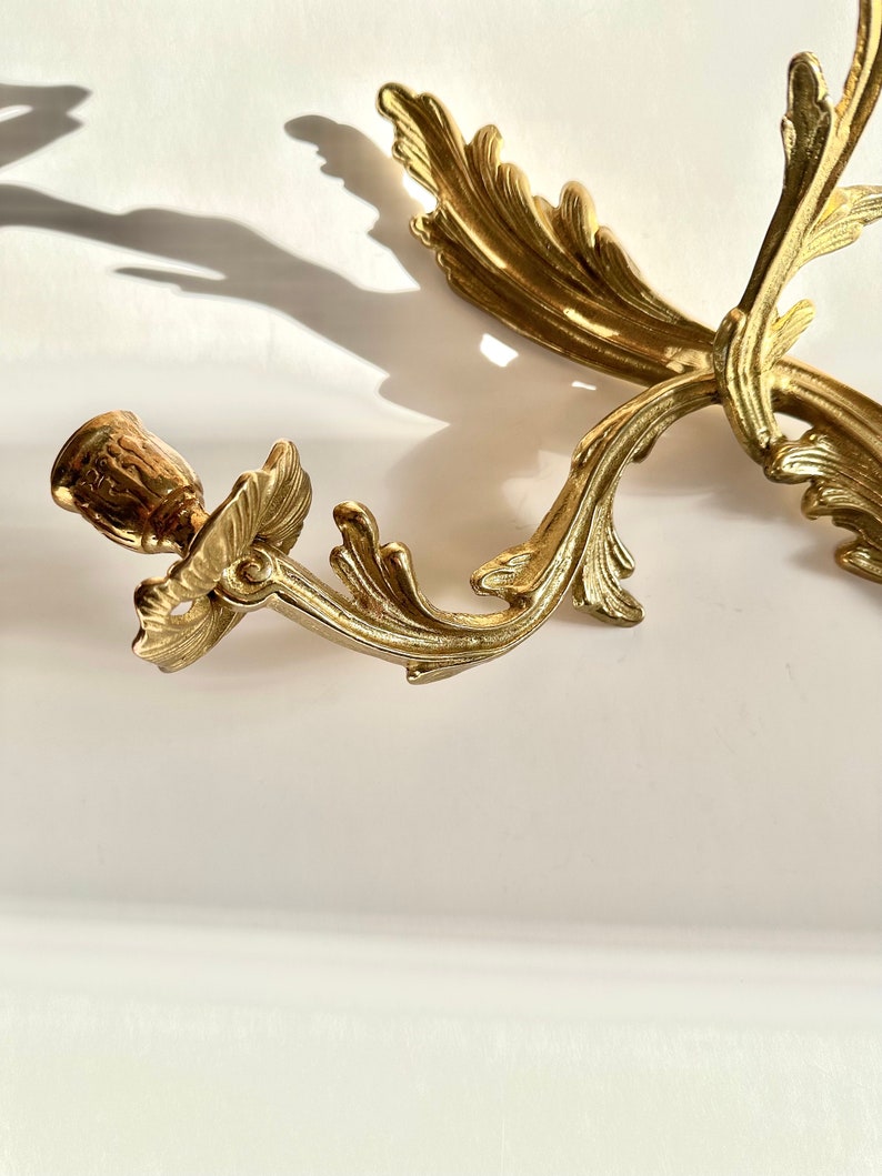 Pair of Antique French Rococo Style Gilt Brass Candelabras Wall Candle ...