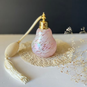 Vintage Murano Style Iridescent Pink Hand Blown Glass Perfume Atomiser | Perfume Bottle Caithness Glass