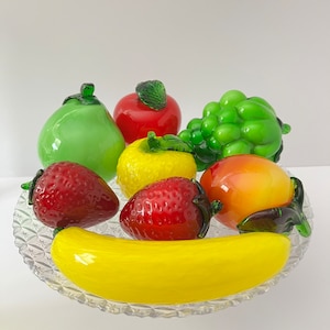 Vintage Murano Style Hand Blown Glass fruits | Decorative Glass Fruits | Blown Glass Art | Retro Kitchen Decor
