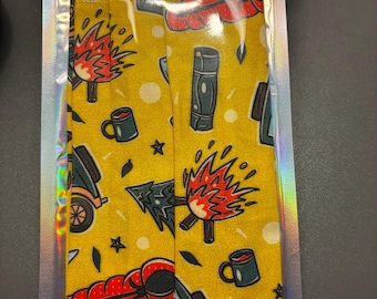 Yellow Camping Adventure Crunchies | Croc Band Covers