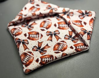 Footballs & Bows Snap On Dog Bandana
