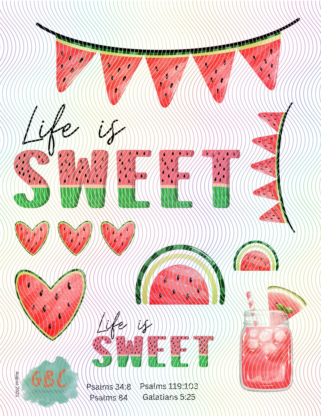 Watermelon Scripture Watermelon {life is Sweet} Bible Journaling Printable - Digital File - Etsy