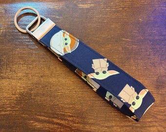 Star Wars Grogu Fabric Keychain | Wristlet | Key Fob