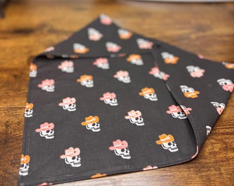 Cowboy Skelly Snap On Dog Bandana | Halloween Pet Accessory
