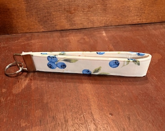 Blueberry Blossom Fabric Keychain | Wristlet | Key Fob