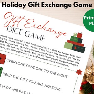 Christmas Gift Exchange Dice Game Printable | White Elephant Christmas Party Game