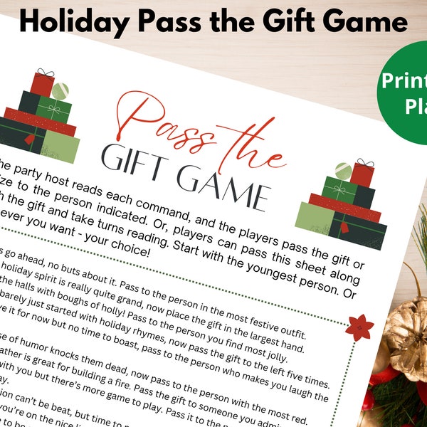Christmas Pass the Gift Game | Christmas Party Games Printable for Kids, Teens, and Adults