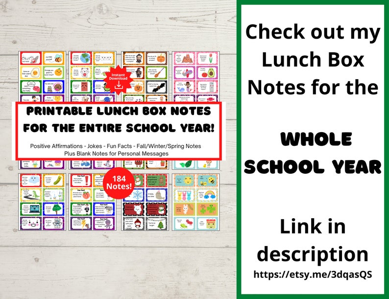 Printable Lunch Box Jokes for Kids | Lunchbox Notes - Etsy