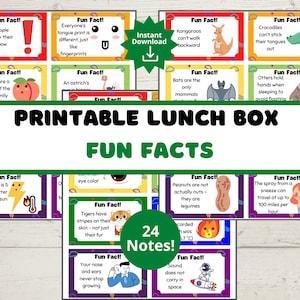 Notes de boîte à lunch imprimables pour les enfants | Faits amusants