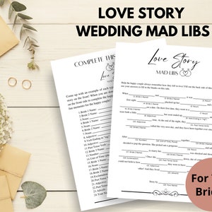 Love Story Mad Libs for Two Brides | Wedding Mad Libs | Lesbian Wedding Games | Bridal Mad Libs | Wedding Activity Sheets