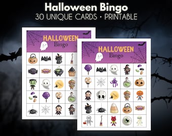 Halloween Bingo Cards with Chips | Halloween Bingo Printable | Bingo For Kids | Class Game | School Bingo