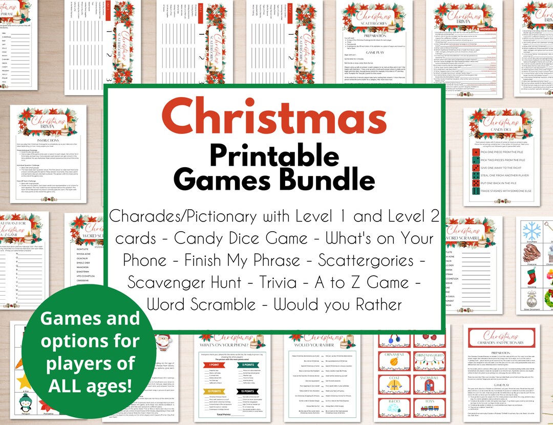 Ultimate Christmas Party Games Bundle for Kids, Teens, and Adults