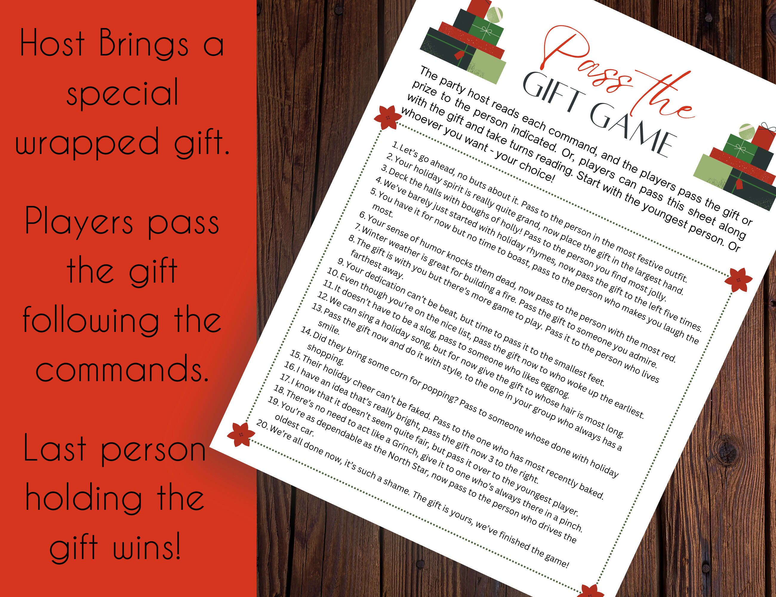 Christmas Pass the Gift Game Christmas Party Games Printable for Kids