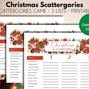 Christmas Scattergories Printable | Christmas Party Games Printable for Kids, Teens, and Adults