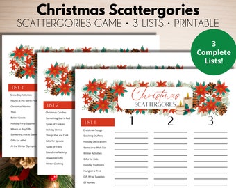 Christmas Scattergories Printable | Christmas Party Games Printable for Kids, Teens, and Adults