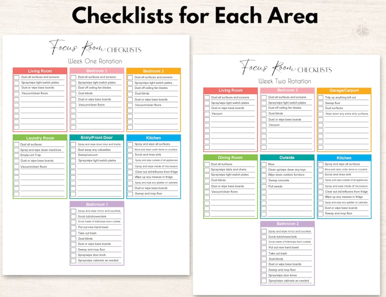 Editable Biweekly Cleaning Schedule Printable With Cleaning Checklist for Each Room Etsy