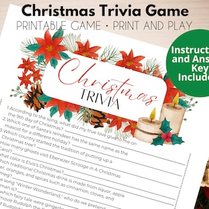 Christmas Trivia Game for Adults | Christmas Party Games Printable