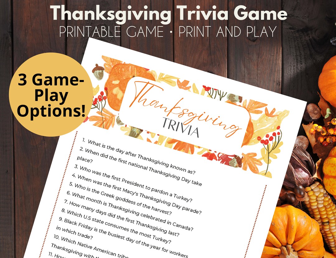 Thanksgiving Trivia Game for Adults Thanksgiving Printable Games - Etsy