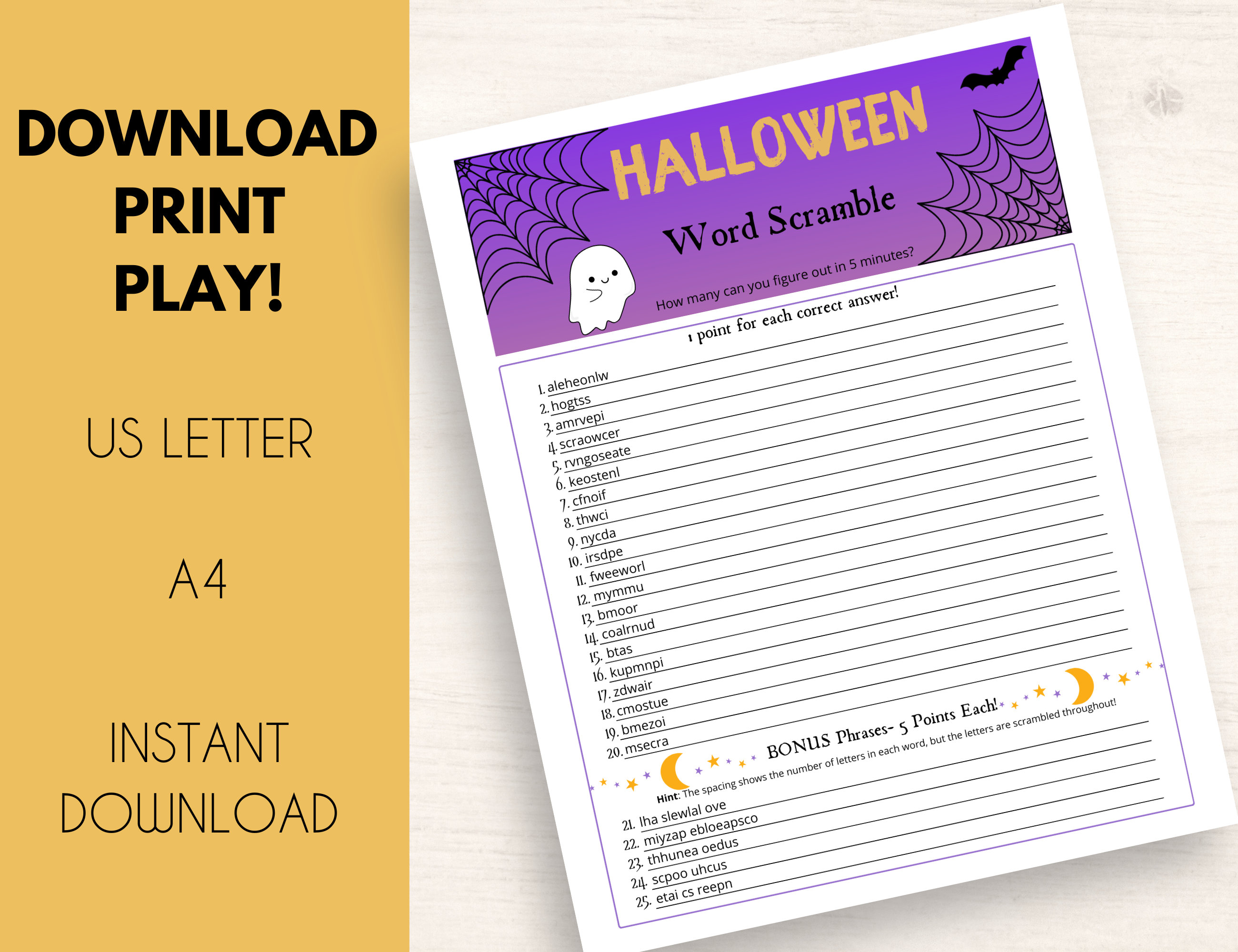 Halloween Word Scramble Halloween Party Game Halloween Etsy