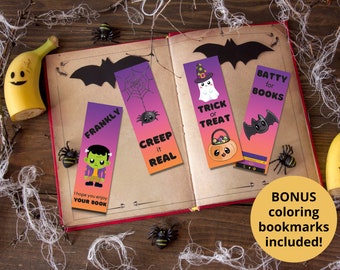 Cute Halloween Bookmarks | Bookmark Set | Printable Bookmarks | Halloween party favors