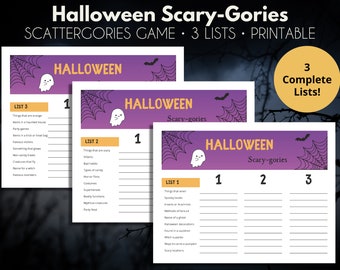 Halloween Scary-Gories / Halloween Scattergories / Juego de fiesta de Halloween / Juego imprimible de Halloween / Descarga instantánea / Carta de EE. UU. y A4
