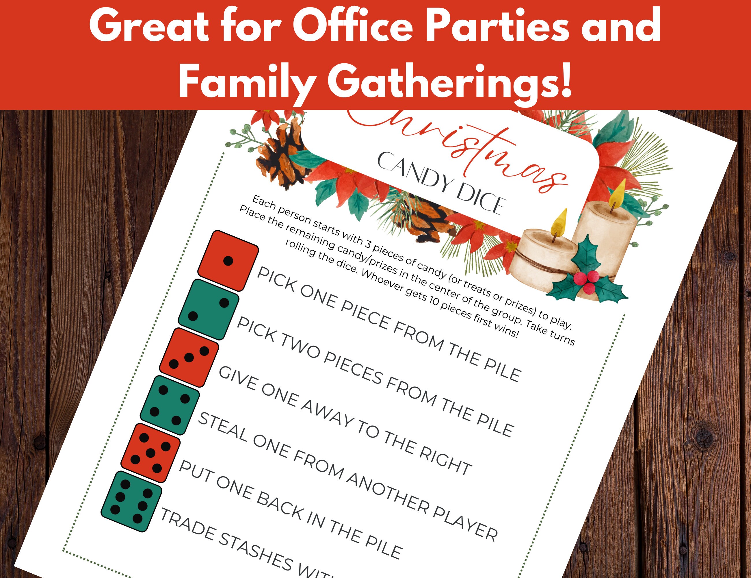 Christmas Candy Dice Game for Kids, Teens, and Adults | Christmas Party ...