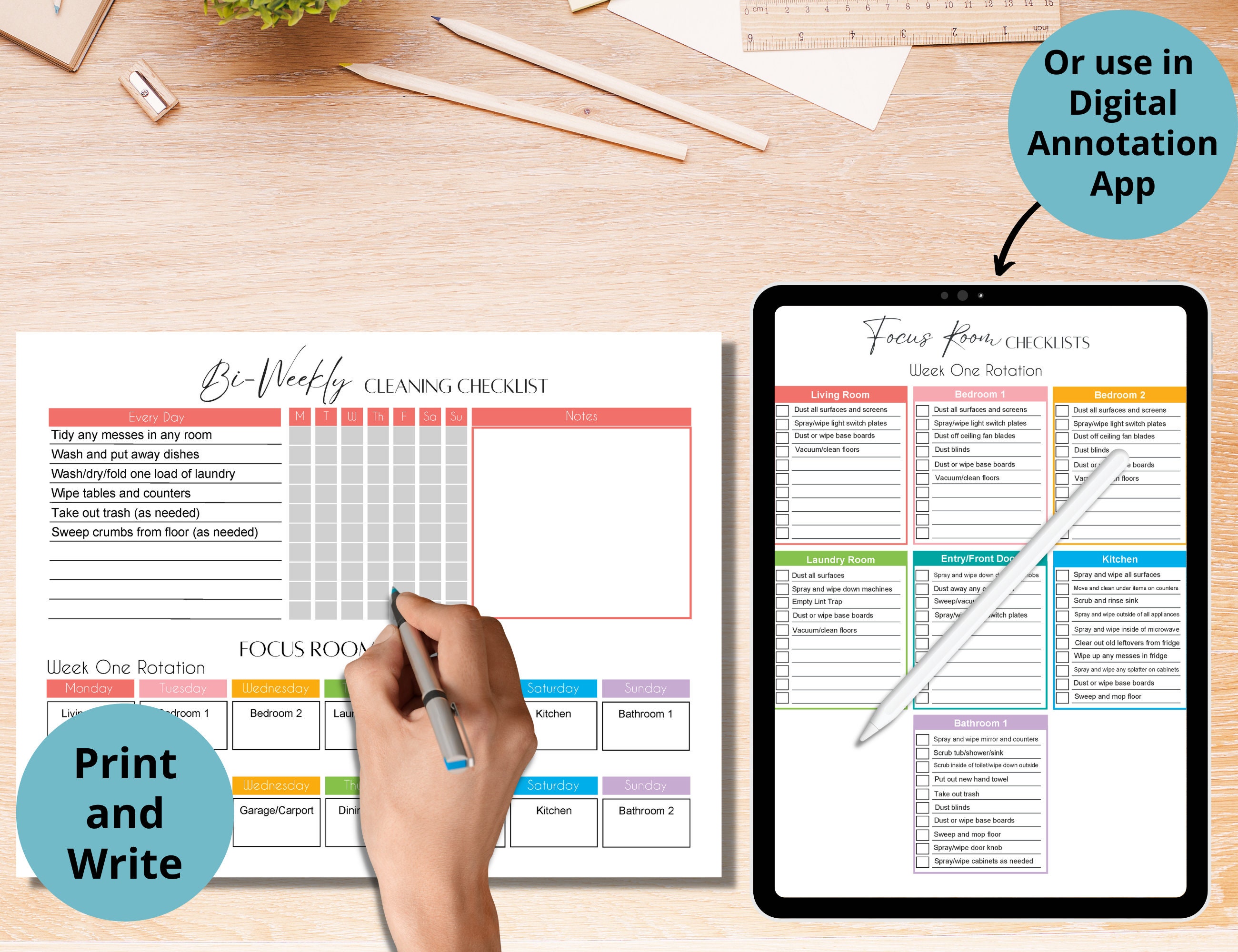 Editable Bi-weekly Cleaning Schedule Printable With Cleaning Checklist for Each Room - Etsy