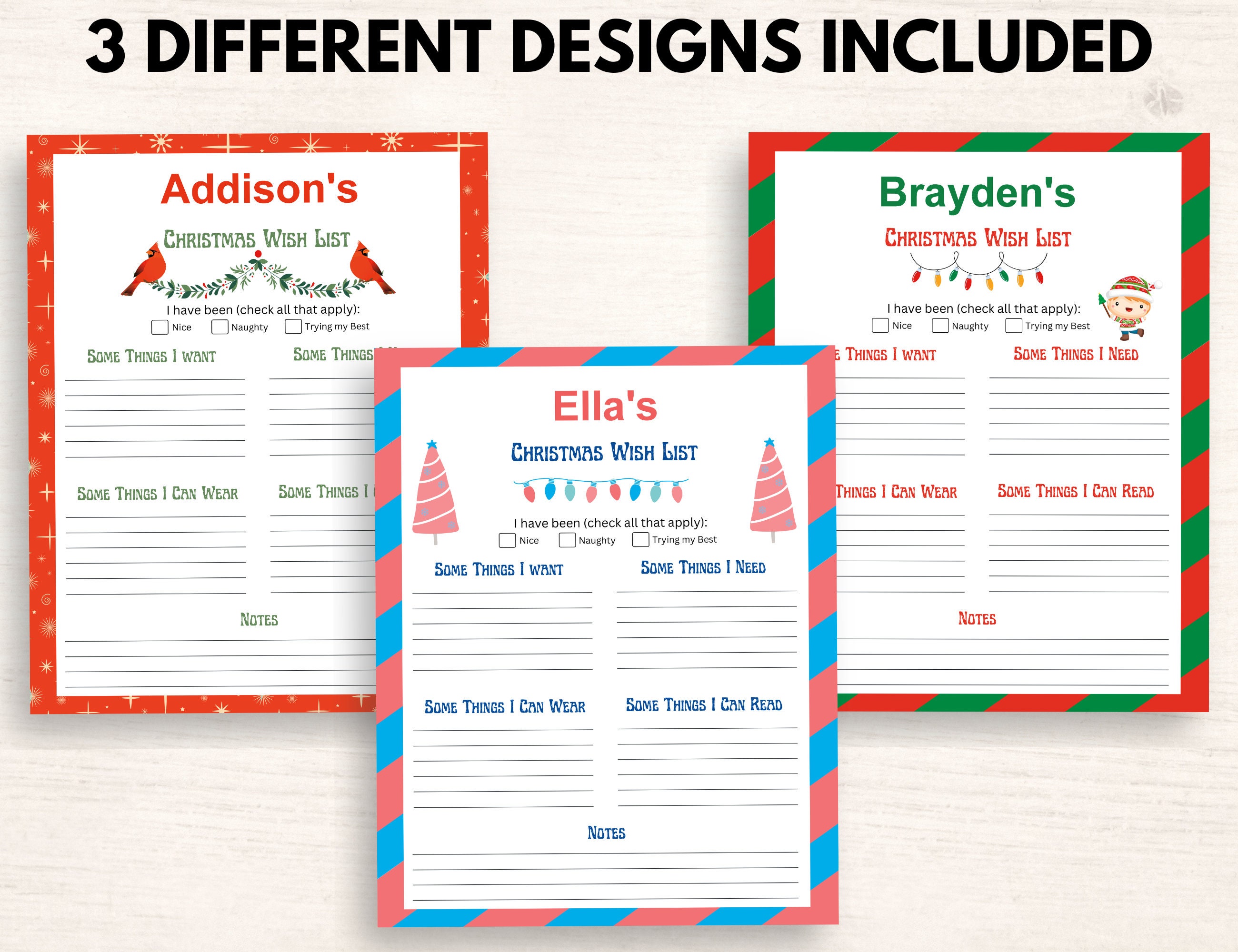 Editable Christmas Wish List Printable for Kids | Minimalist Christmas ...