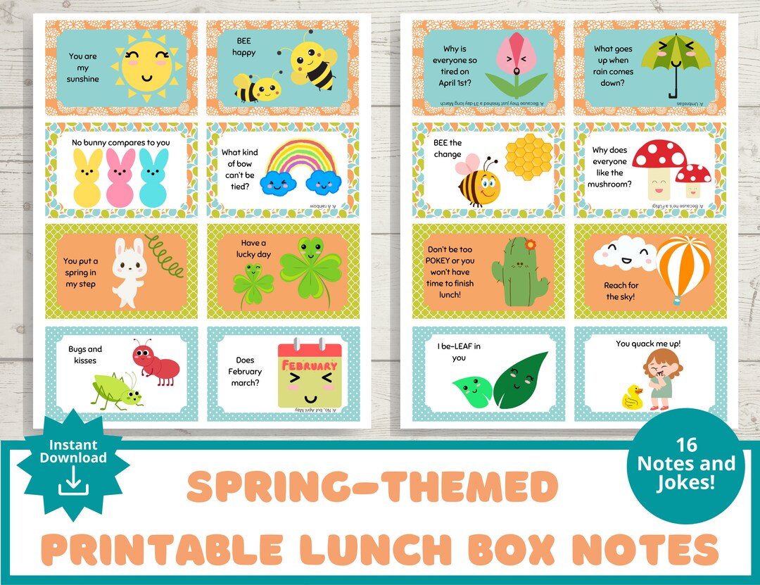 Spring and Easter Lunchbox Notes and Lunch Box Jokes for Kids ...