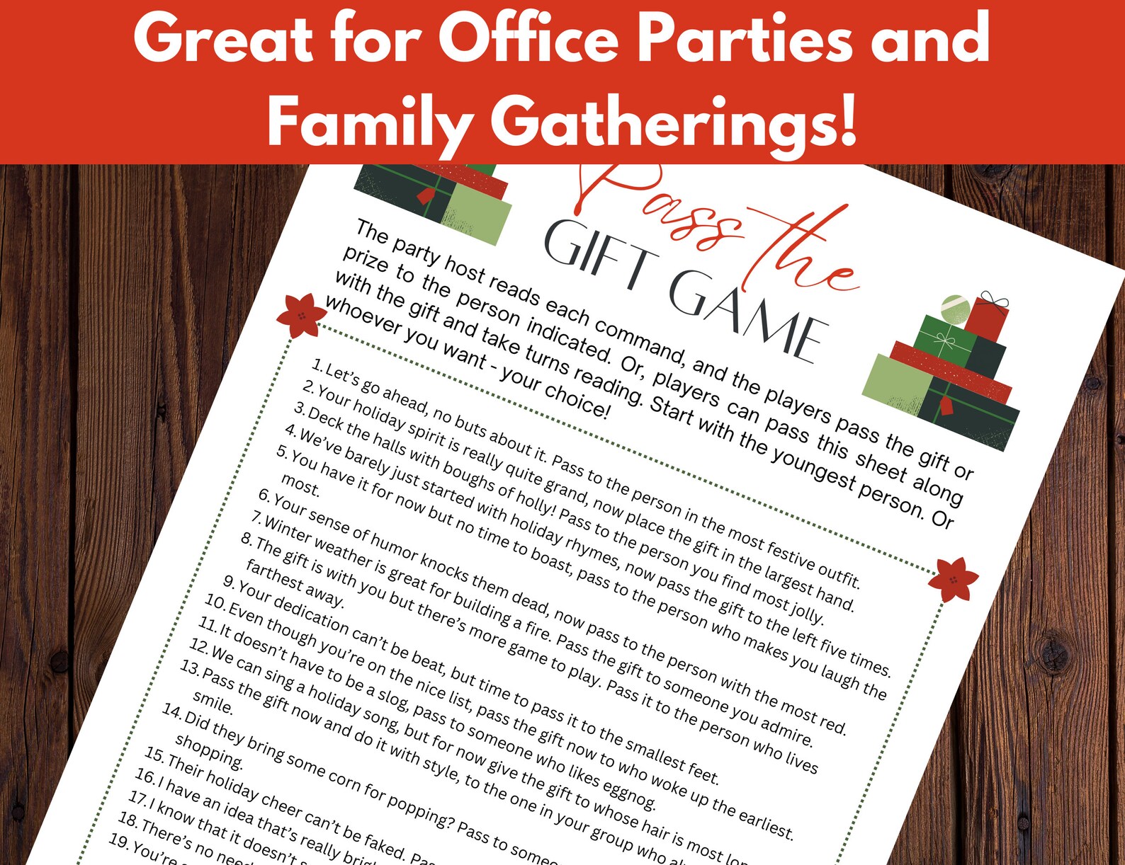 Christmas Pass the Gift Game Christmas Party Games Printable for Kids