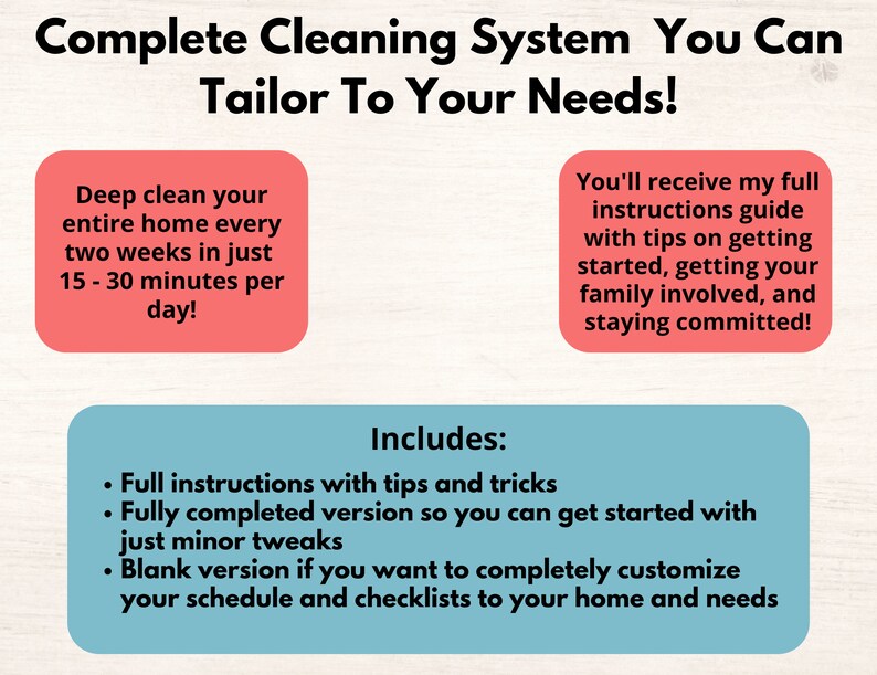 Editable Biweekly Cleaning Schedule Printable With Cleaning Checklist for Each Room Etsy