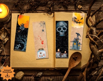 Halloween Bookmarks | Goth Bookmark | Bookmark Set | Printable Bookmarks