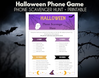 Chasse au trésor par téléphone d'Halloween | Jeu de fête d'Halloween | Jeu imprimable d'Halloween | Téléchargement instantané | Format US Letter et A4