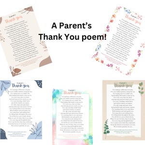 Carta de agradecimiento para padres, regalo de fin de año, para maestros de guardería, arte de pared para el día del maestro, imprimible